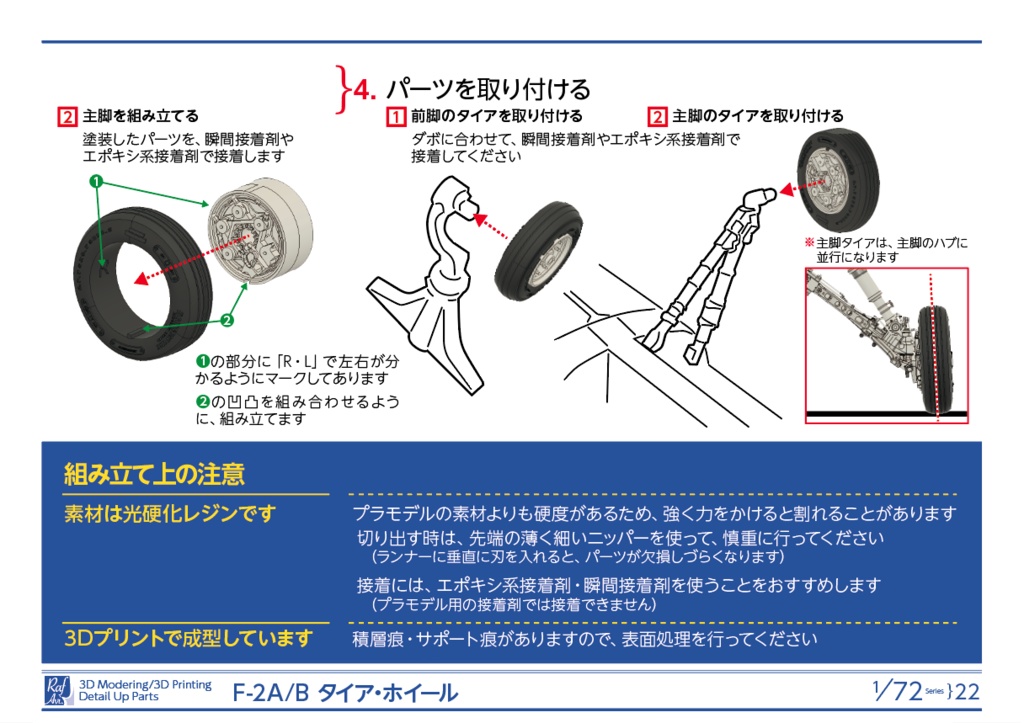 《7222》1/72 F-2 タイア+ホイール