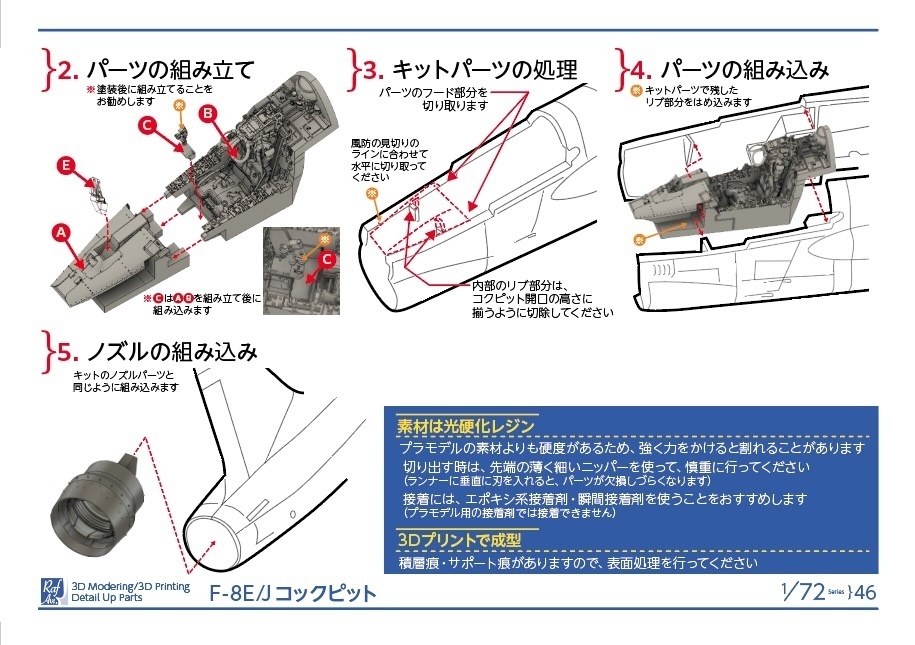 14402 F-8Eコクピット・ノズルセット(F-8E・モデルアート用