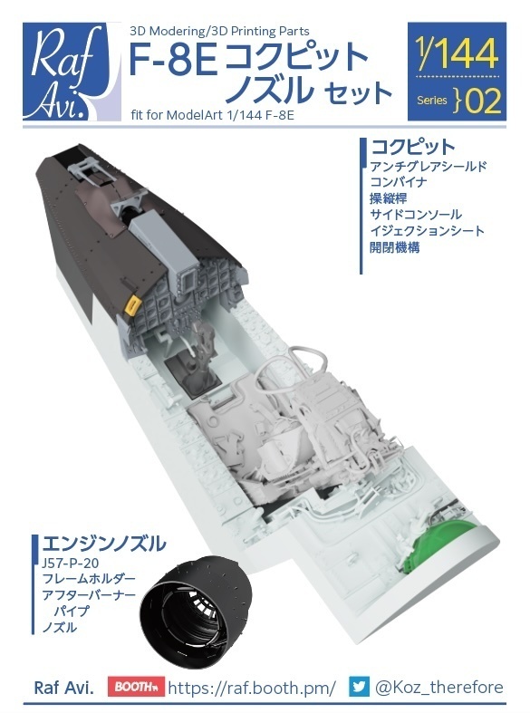 14402 F-8Eコクピット・ノズルセット(F-8E・モデルアート用
