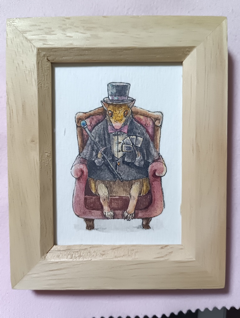 マジシャン姿のミツオビアルマジロ