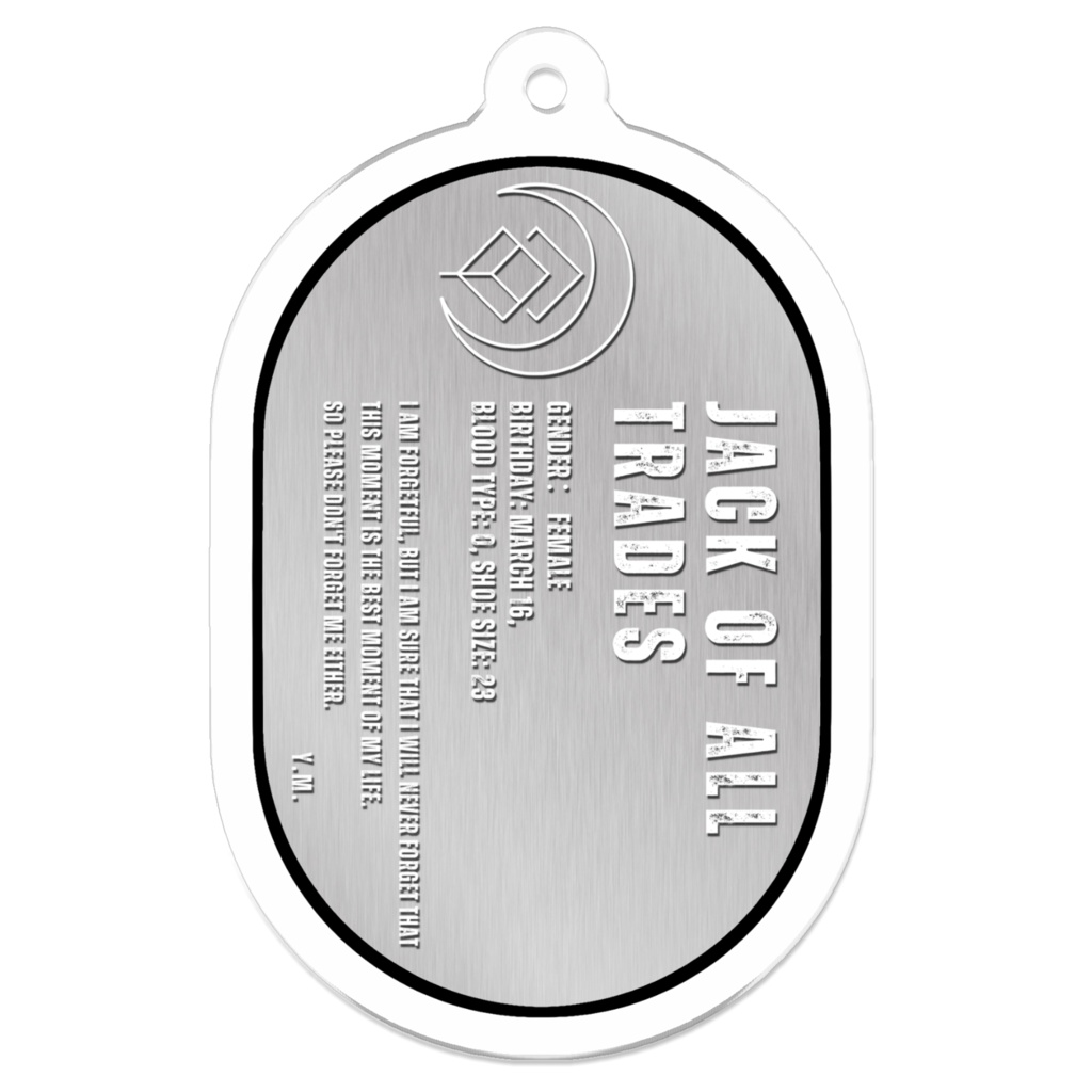 【皆月悠希】ドックタグ風アクキー(背面コーティングあり)