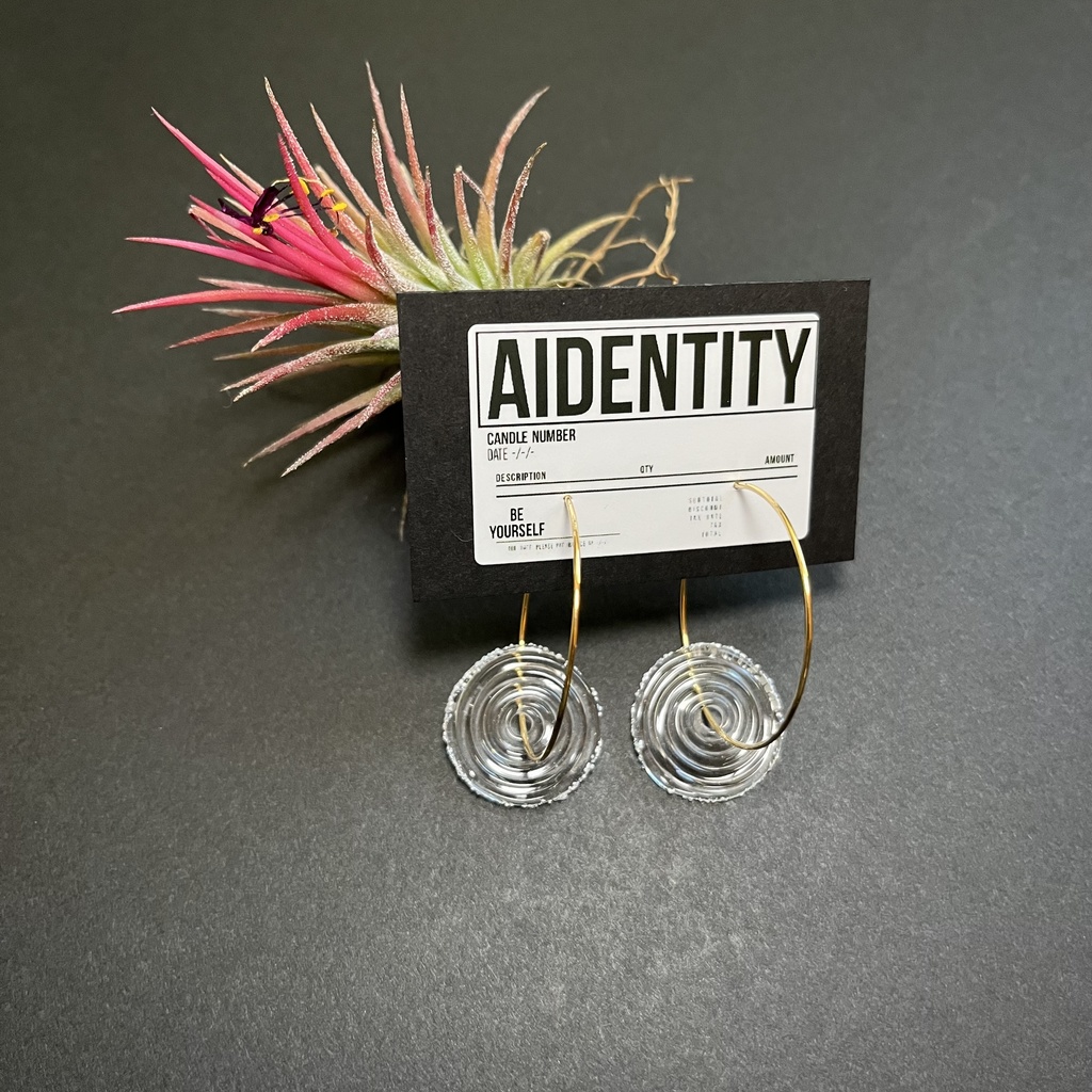 ガラスチャーム　フープピアス　C