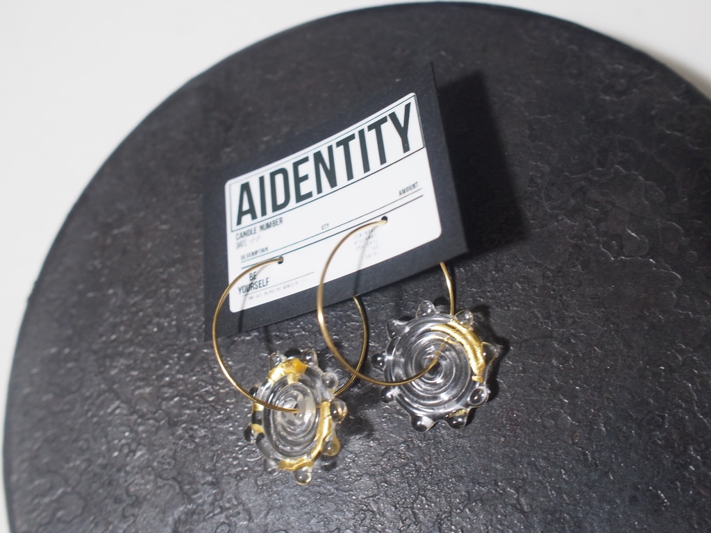 ガラスチャーム フープピアス D