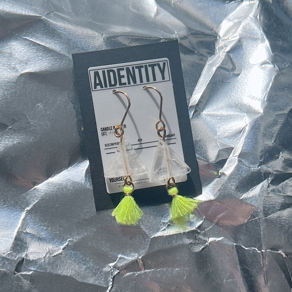 三角水晶ピアス/イエロー