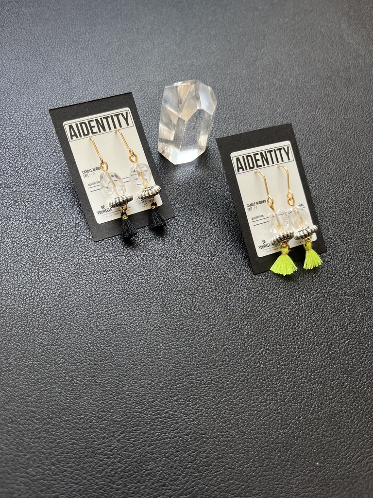 煉水晶×メタルスペーサーピアス/イエロー