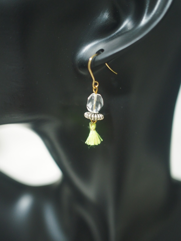 煉水晶×メタルスペーサーピアス/イエロー