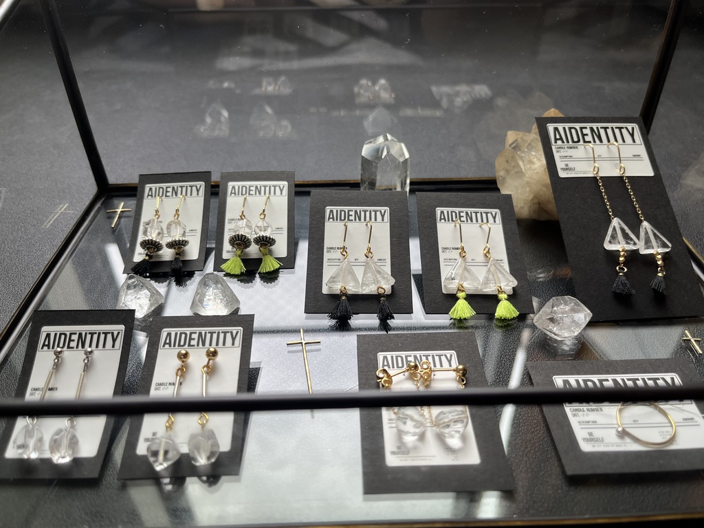 煉水晶×メタルスペーサーピアス/イエロー