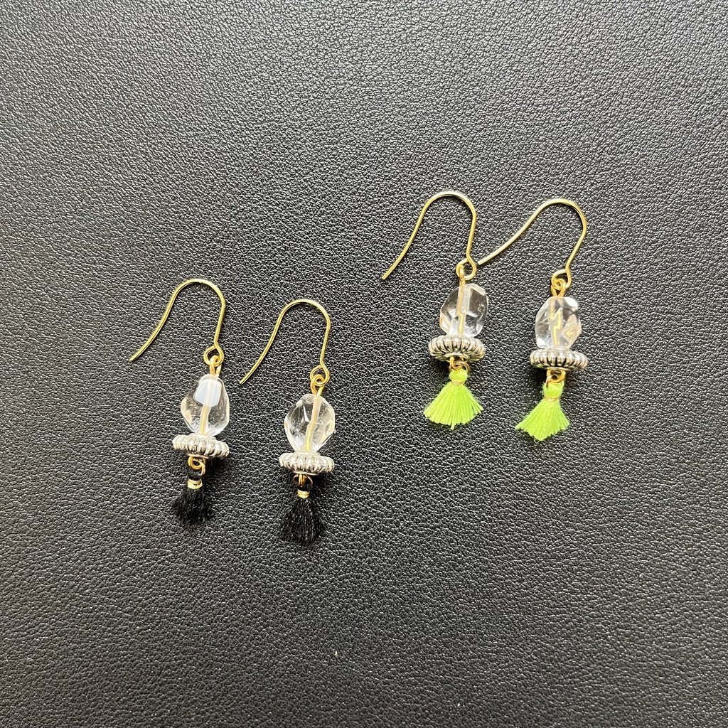 煉水晶×メタルスペーサーピアス/イエロー