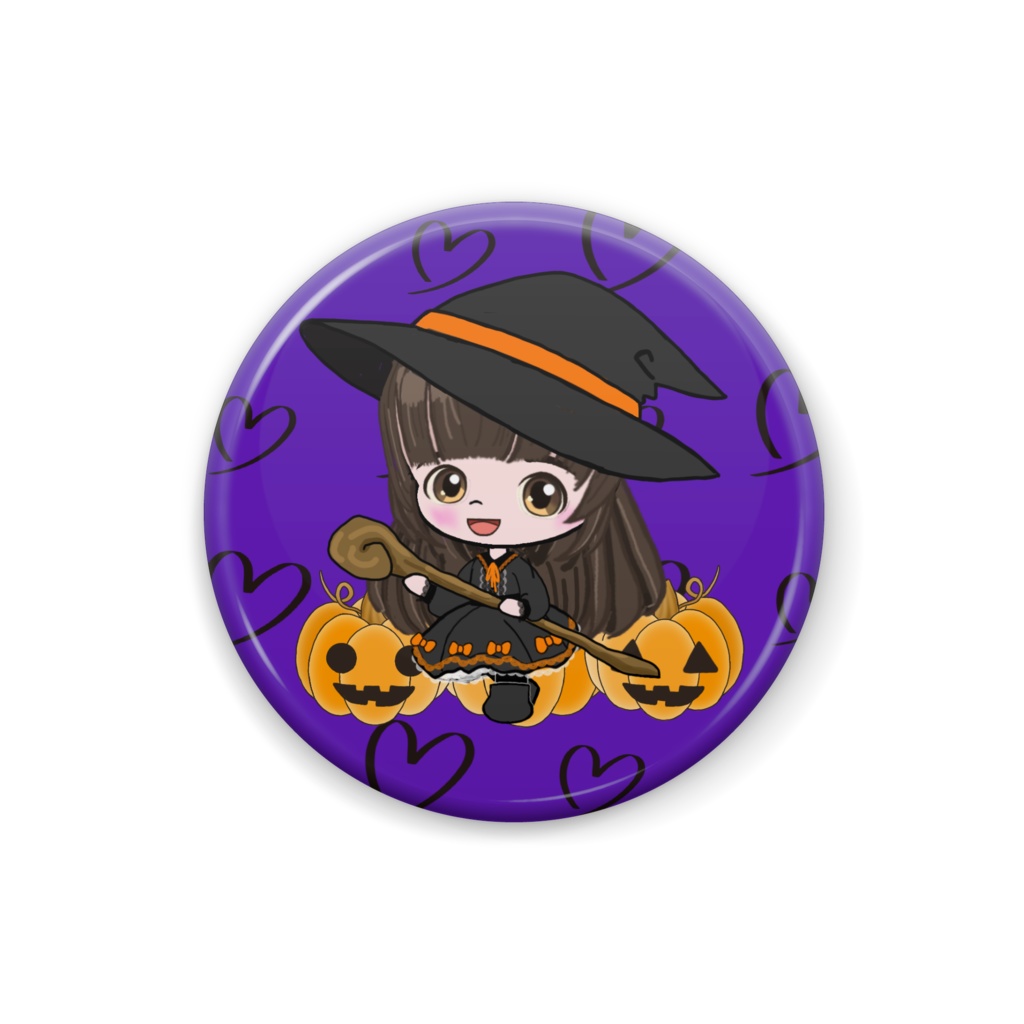 ハロウィン魔女のんちゃん缶バッチ