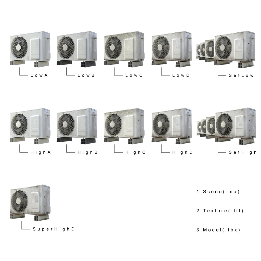 【商業利用可‼】室外機モデルセット8種(本気室外機付き)
