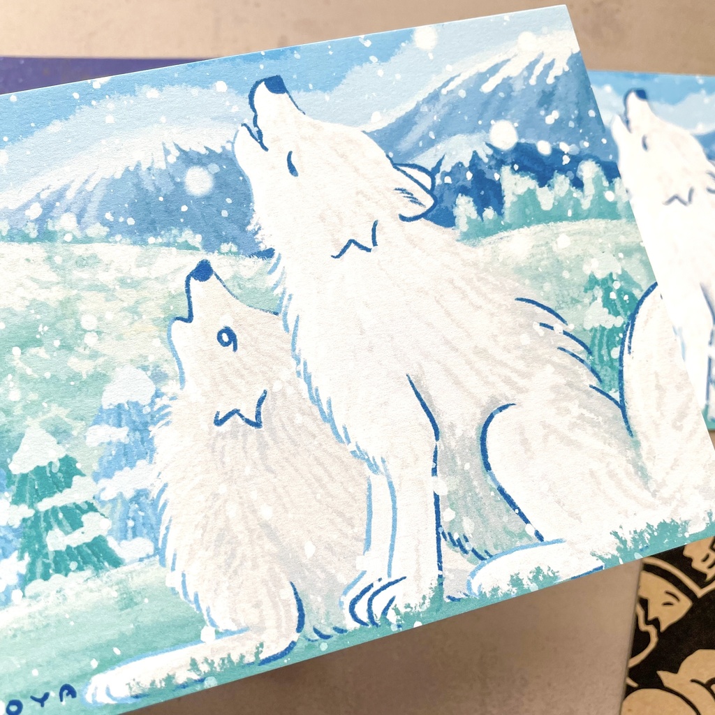 🐺雪とオオカミポストカード | オオカミの森グッズ