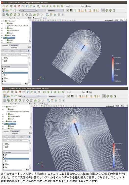 フリーのCFD「OpenFOAM」で飛行中のロケットが空気から受ける力を計算する方法を試行してみた