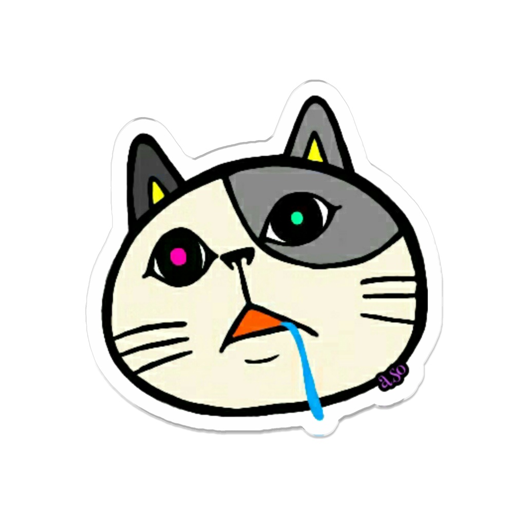 よだれ猫(オッドアイ)バッジ