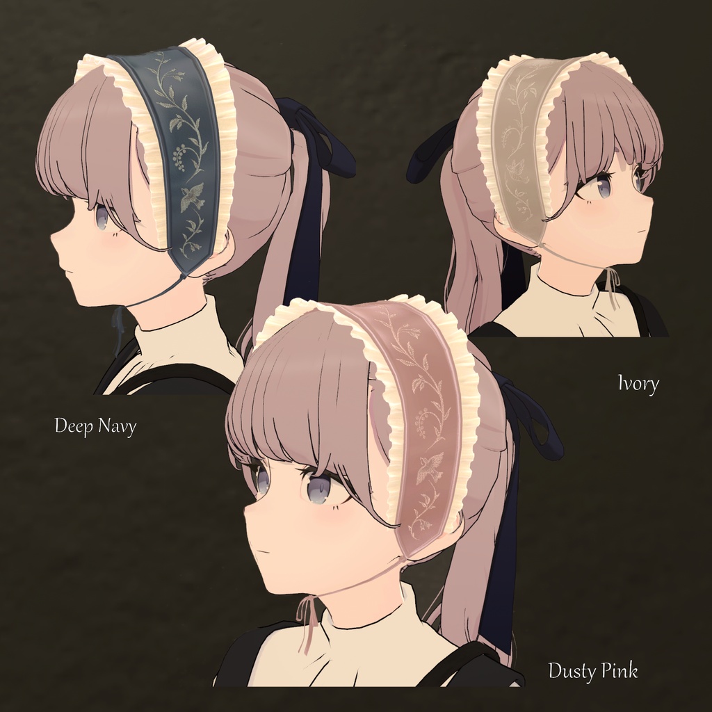 【MA対応/5色】Embroidered Head Dress|鳥と蔦の刺繍ヘッドドレス【VRChat】