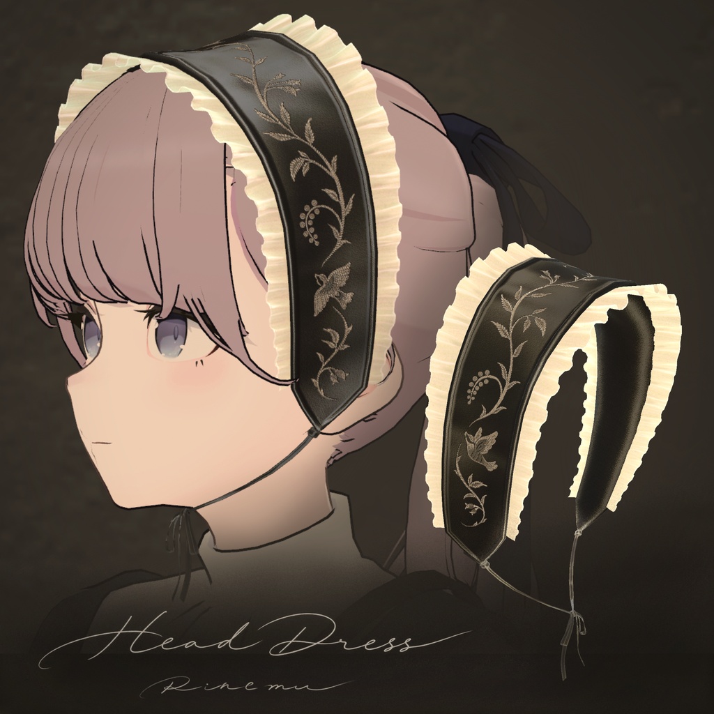 【MA対応/5色】Embroidered Head Dress|鳥と蔦の刺繍ヘッドドレス【VRChat】