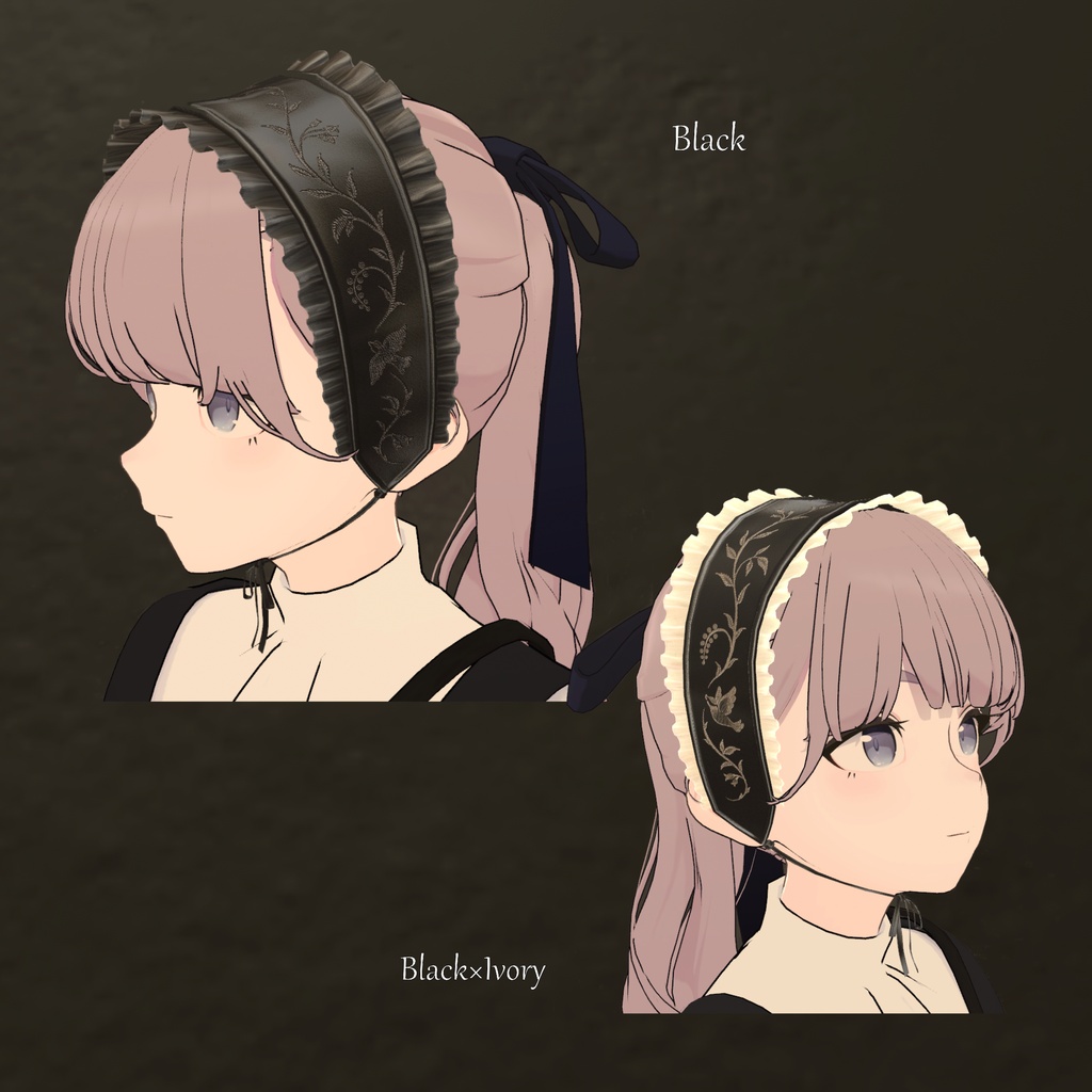 【MA対応/5色】Embroidered Head Dress|鳥と蔦の刺繍ヘッドドレス【VRChat】
