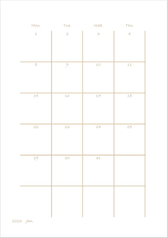 自分で完成させるシンプルダイアリー　2023年版　1月はじまり