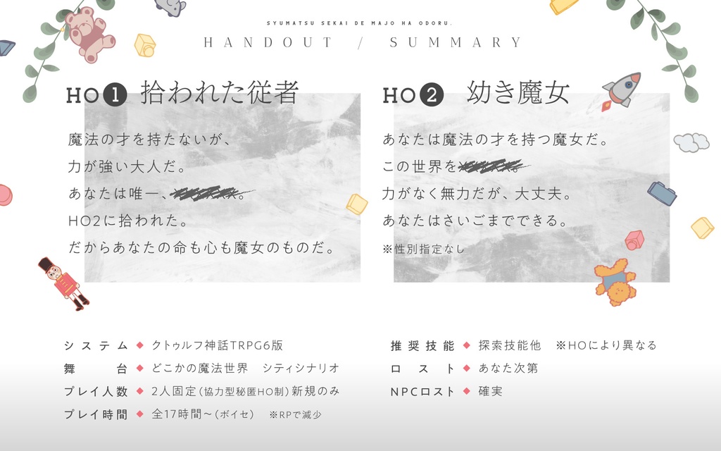 【CoCシナリオ】「終末世界で魔女は踊る」【キャンペーンシナリオ】SPLL:E107782