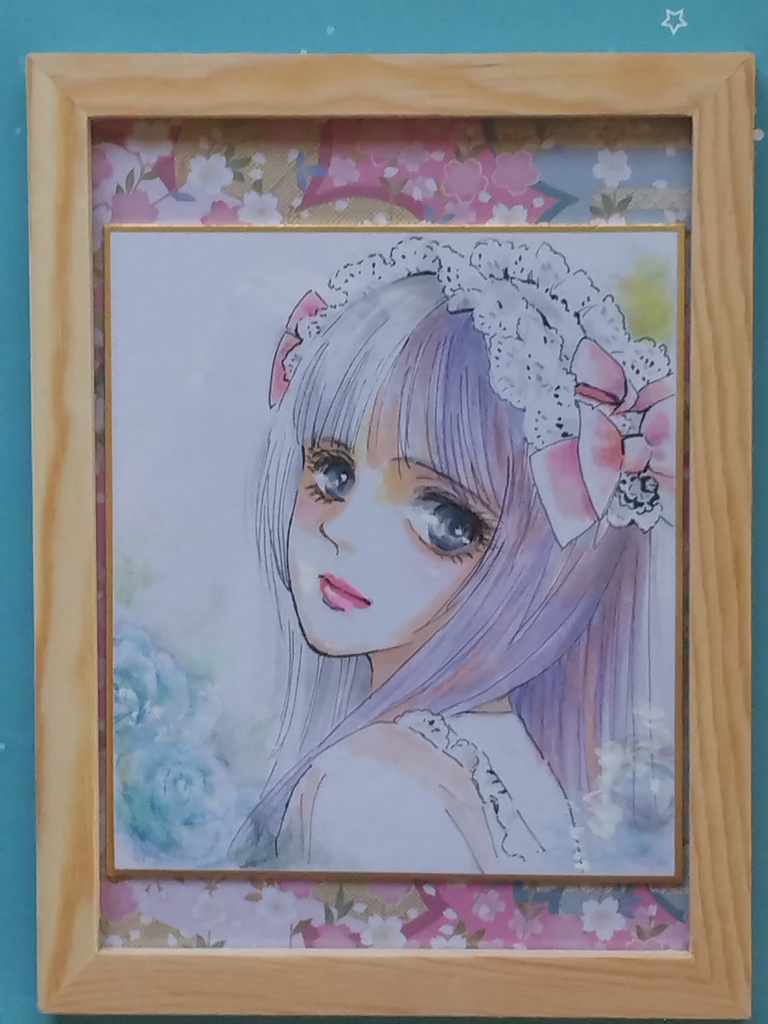 青い薔薇(ミニ色紙)