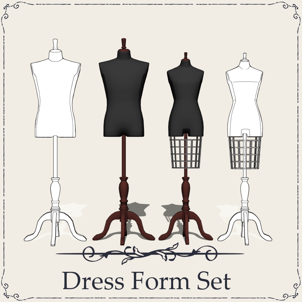 男女トルソーセット(Dress Form Set)|3D素材