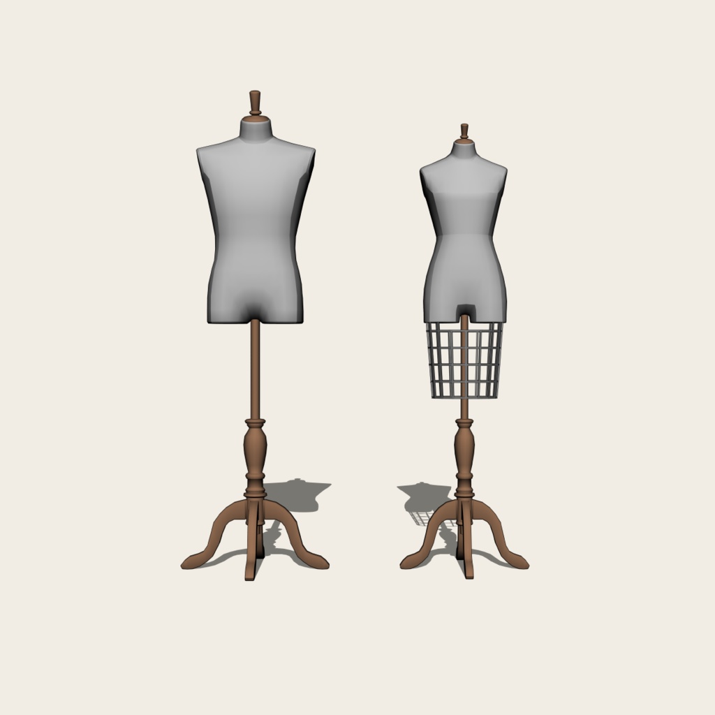 男女トルソーセット(Dress Form Set)|3D素材