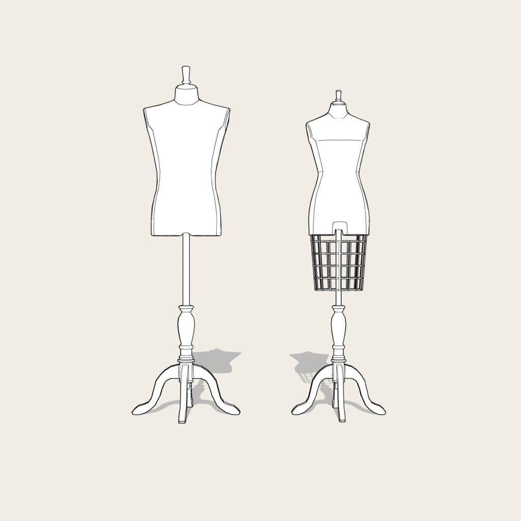 男女トルソーセット(Dress Form Set)|3D素材