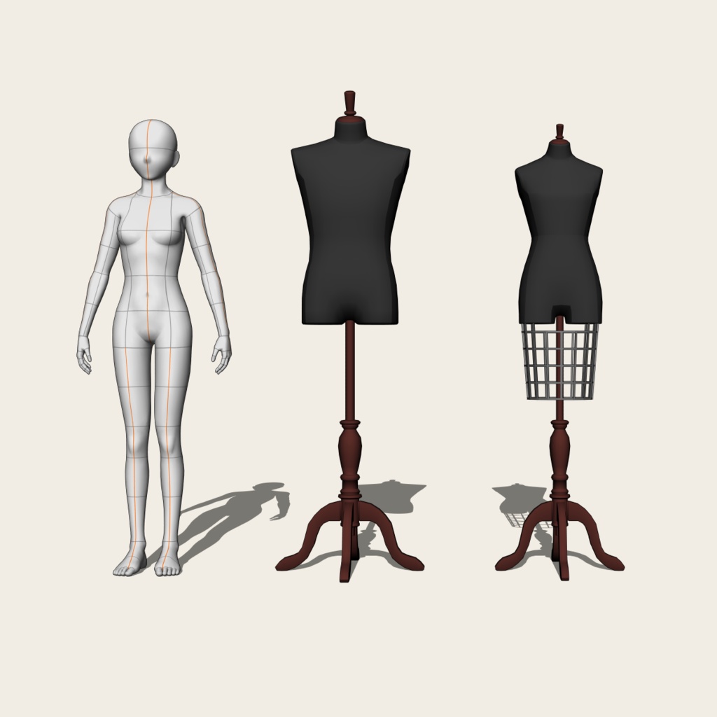 男女トルソーセット(Dress Form Set)|3D素材