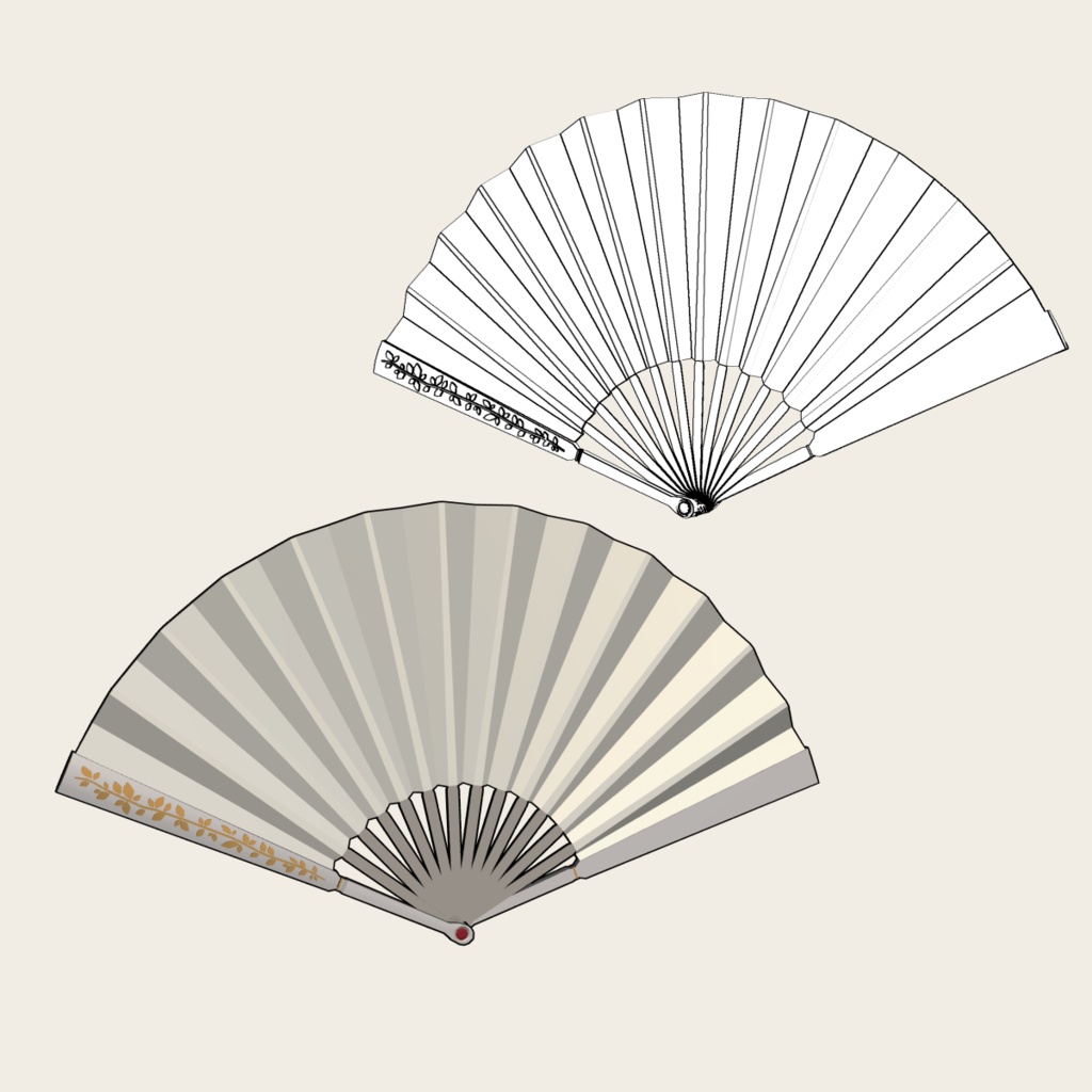 扇子セット(Regency Folding Fan Set)|3D素材