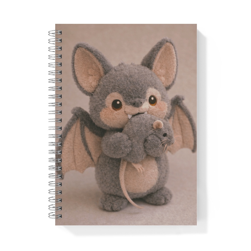 Cute Baby Bat Hugging a Little Mouse Notebook