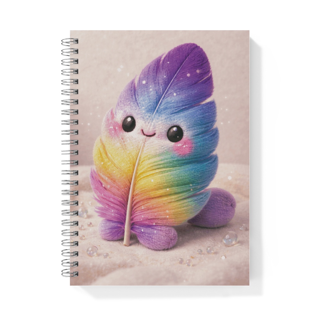 Rainbow Feather Friend Spiral Notebook