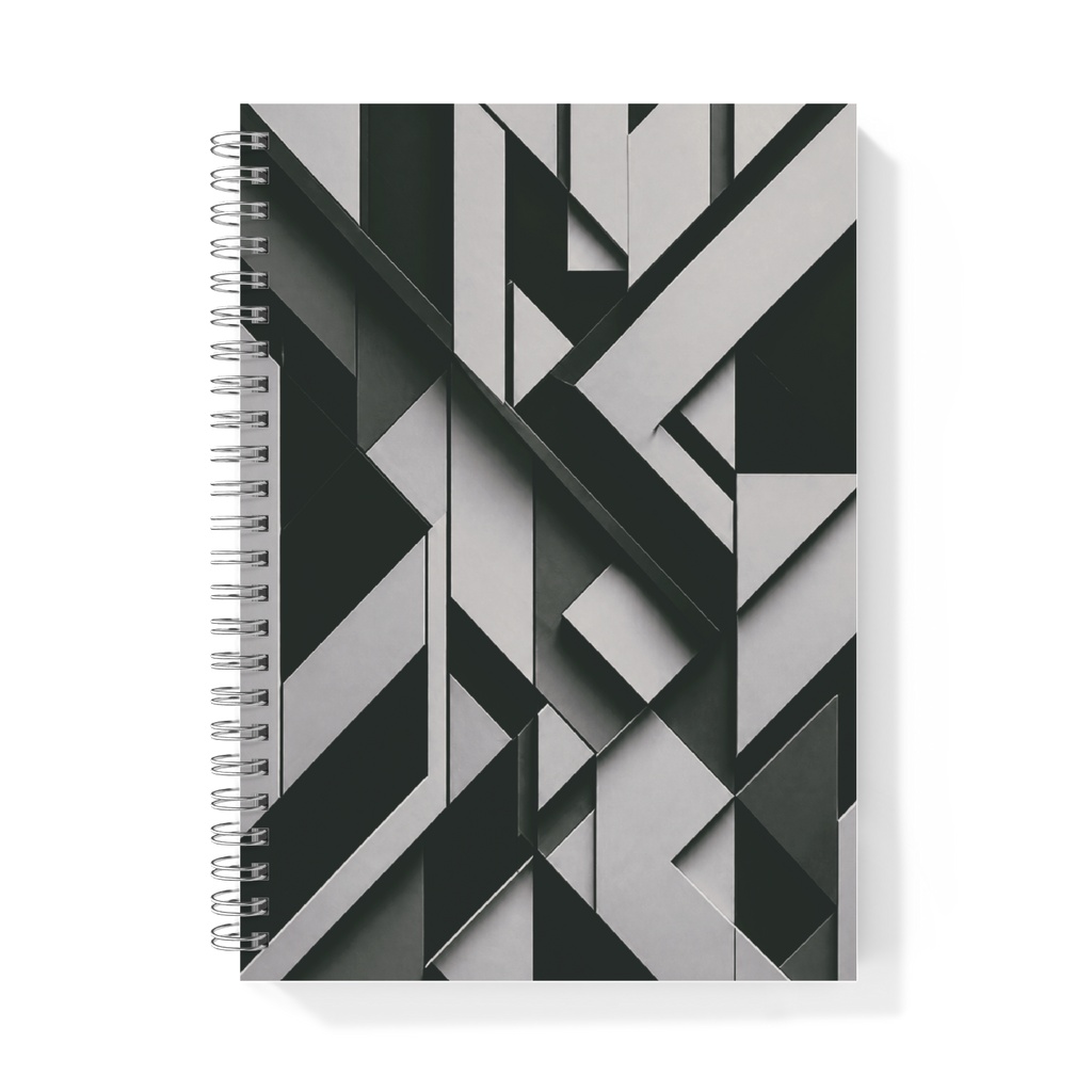 Modern Geometric Abstract Notebook | Minimalist Black and Beige Pattern Journal