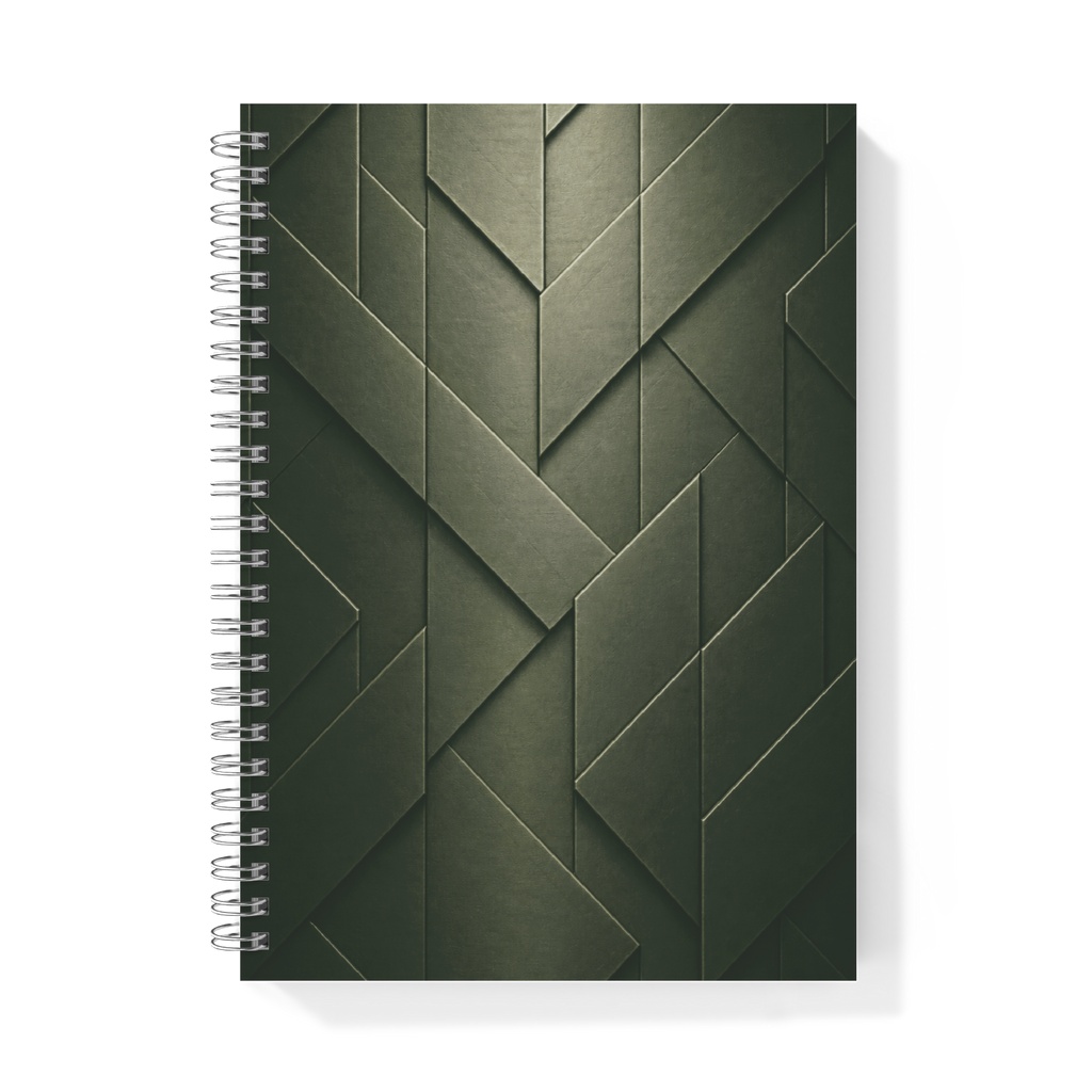 Modern Geometric Green Notebook - Minimalist Abstract Olive Pattern Journal