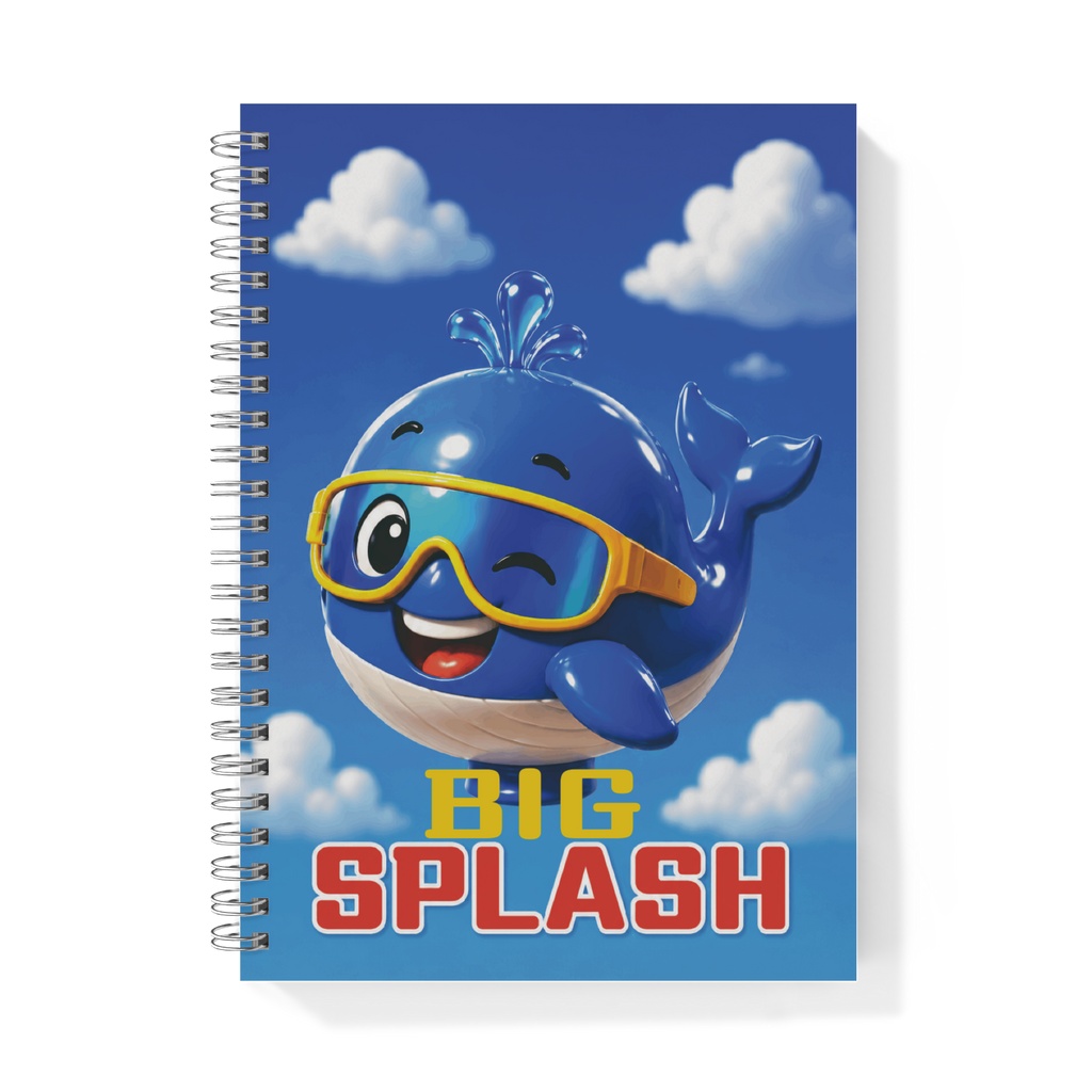 Splash Cute Whale Notebook - Kawaii Ocean Journal with Happy Cartoon Whale