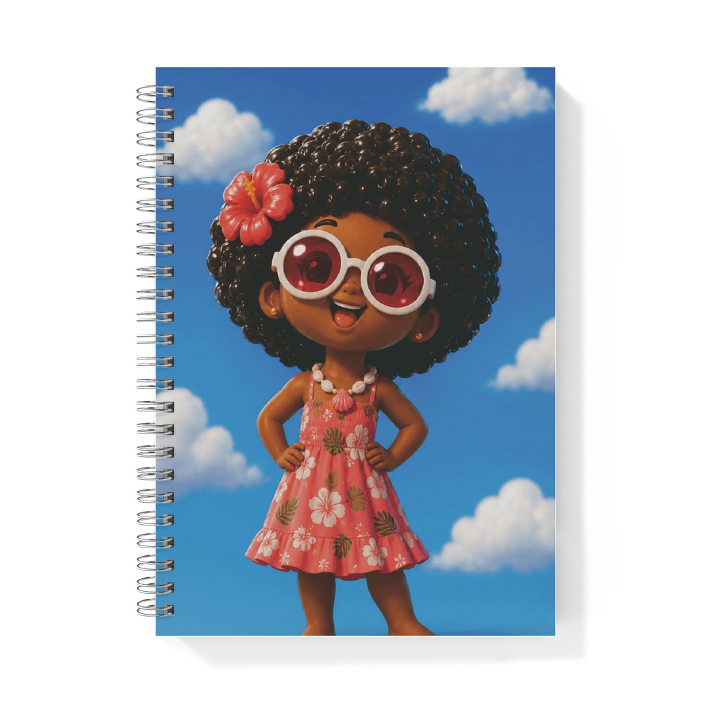 Cute Tropical Girl with Sunglasses -Kawaii Summer Cartoon Art