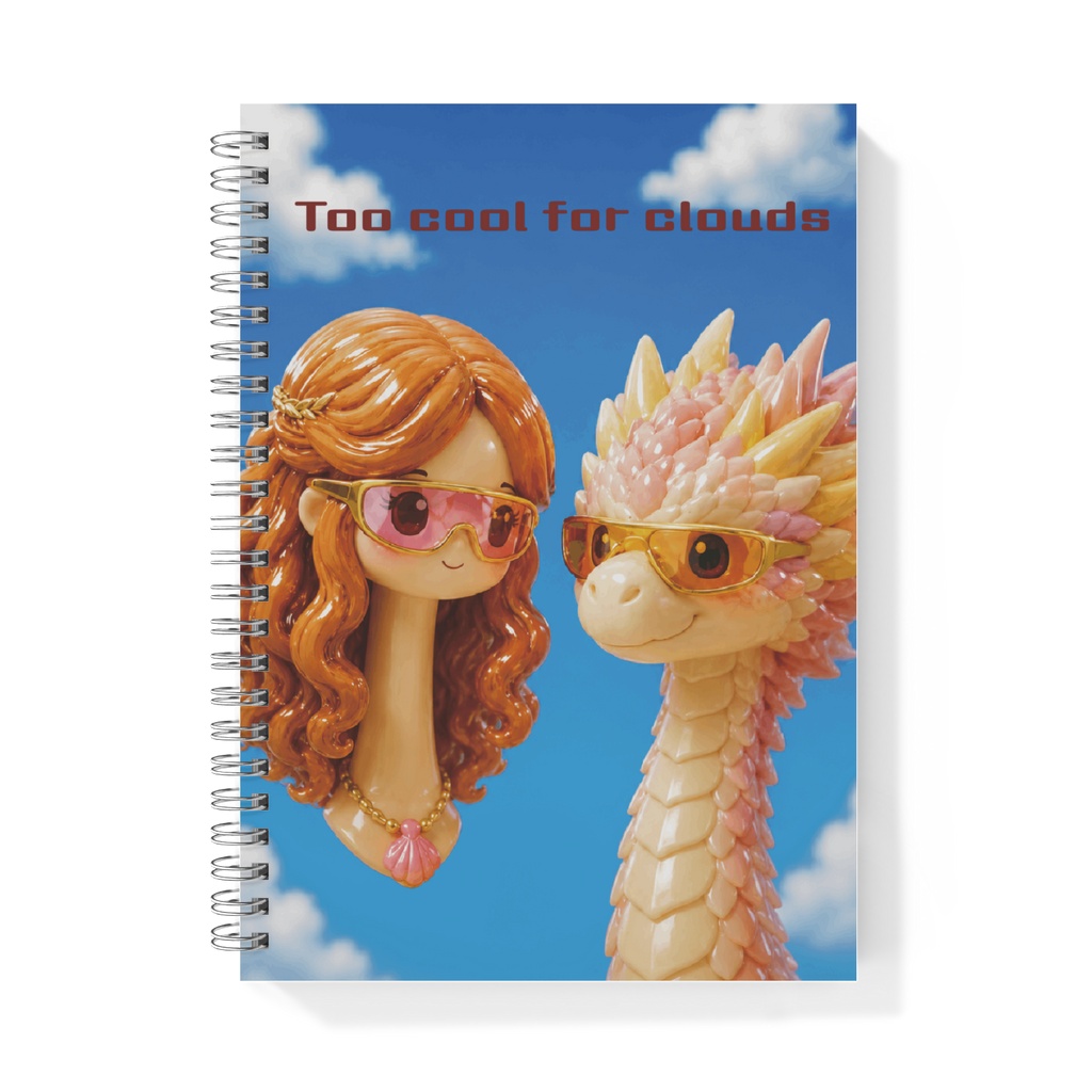 Cute Girl & Baby Dragon Notebook - Whimsical Fantasy Journal