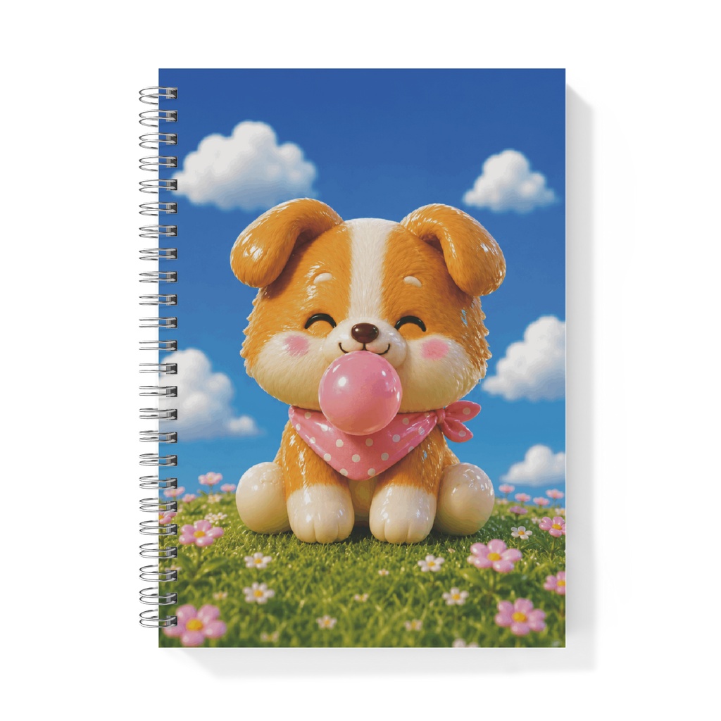 Cute Puppy Bubble Gum Notebook - Kawaii Dog Journal for School &Everyday Notes