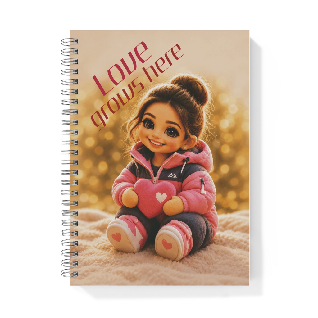 Cute Girl with Heart Notebook - Kawaii Journal for Kids