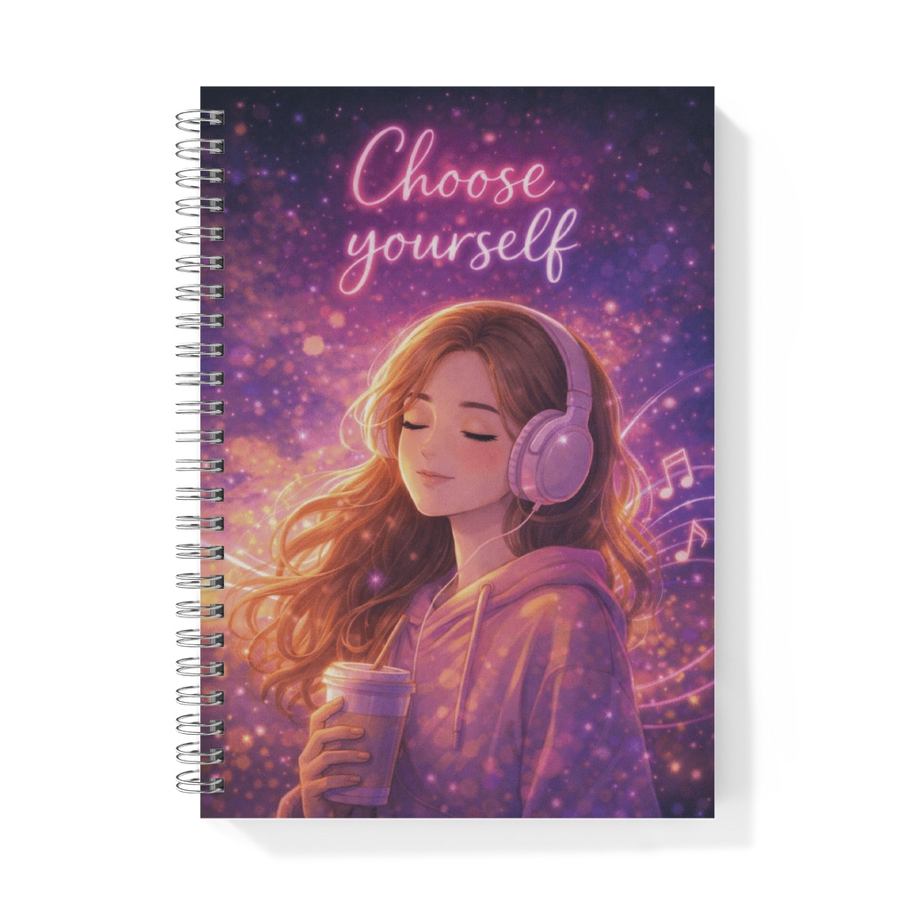 Choose Yourself - Anime Inspired Girl with Headphones Notebook