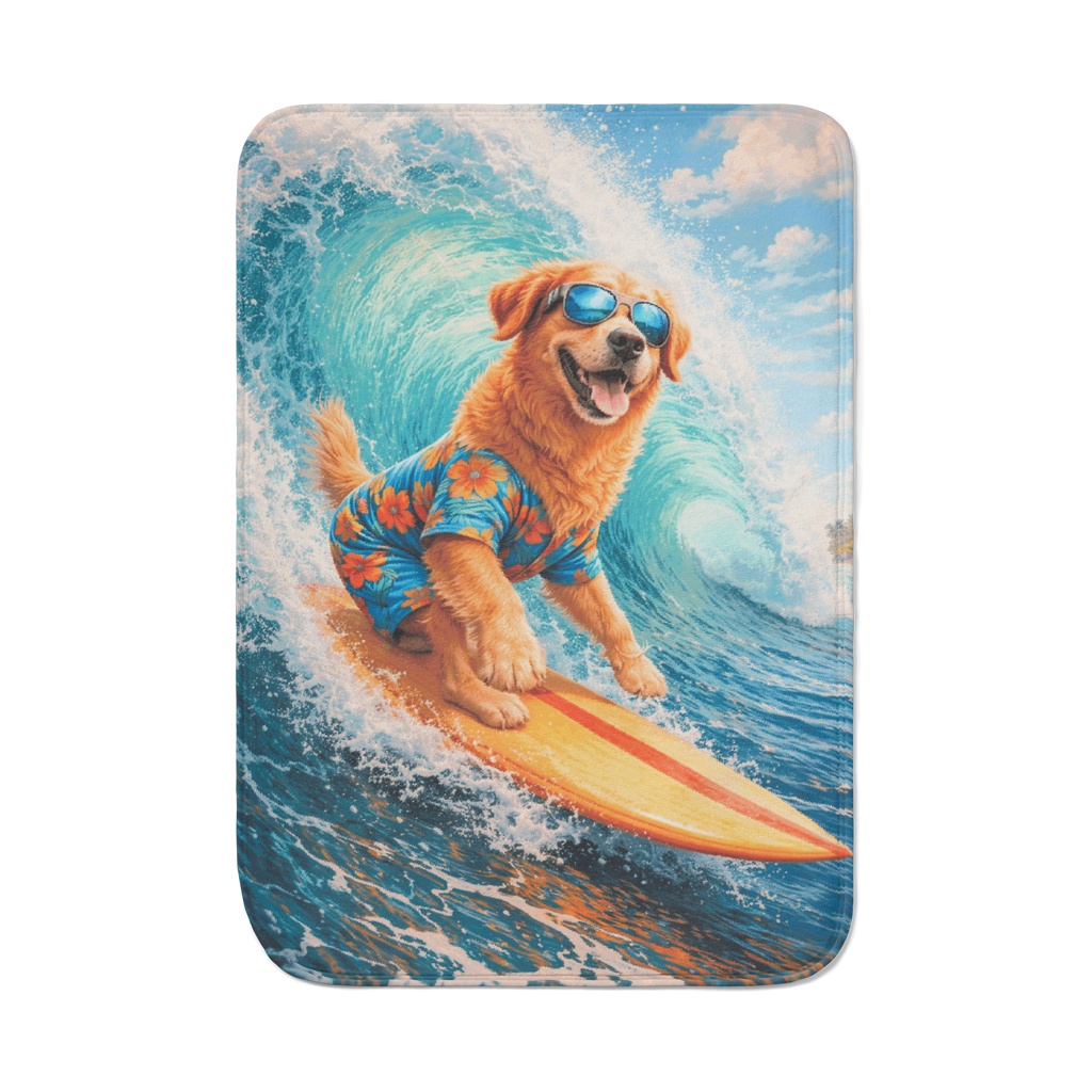 Golden Retriever Surfing the perfect Wave