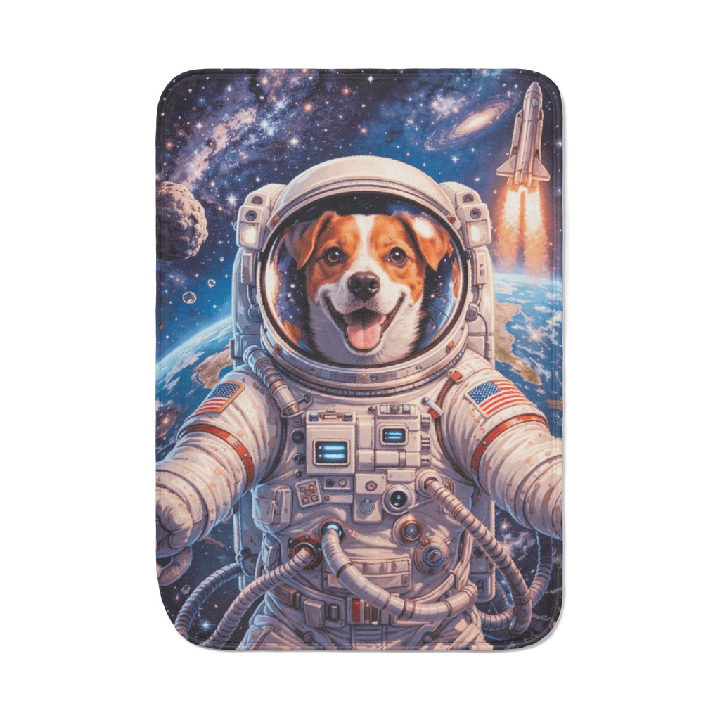 Space Dog Astronaut Fleece Blanket - Cosmic Canine Adventure