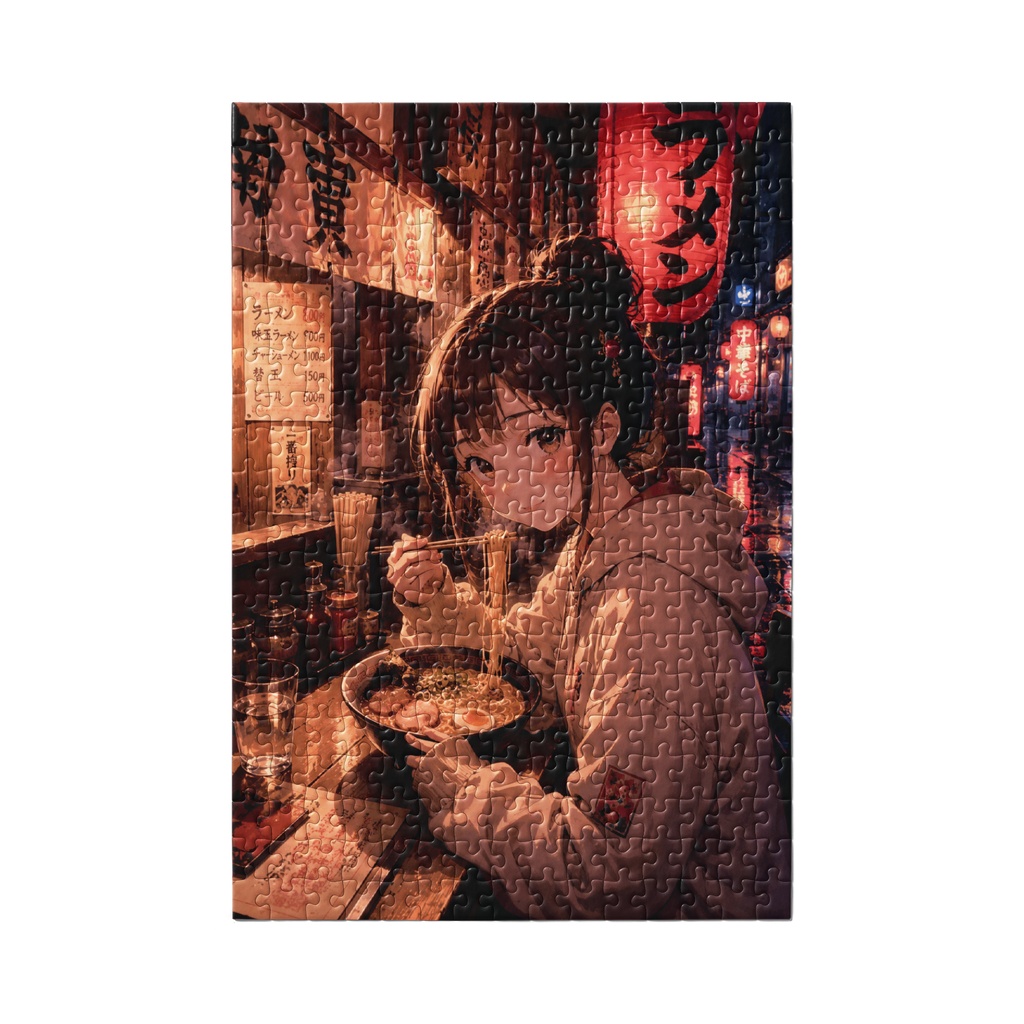 Anime Girl Eating Ramen in Tokyo - Japanese Ramen Shop Night Scene