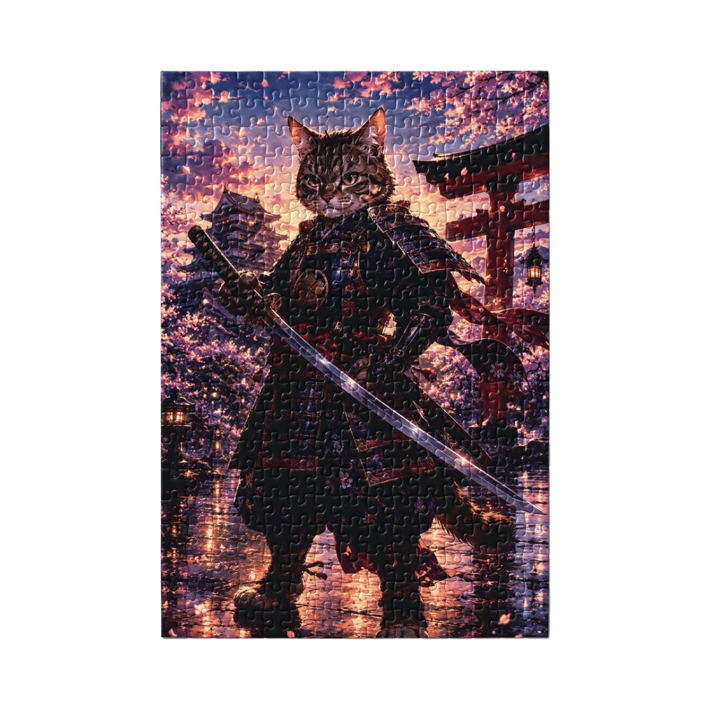 Samurai Cat in Japan - Japanese Warrior Cat Under Cherry Blossoms