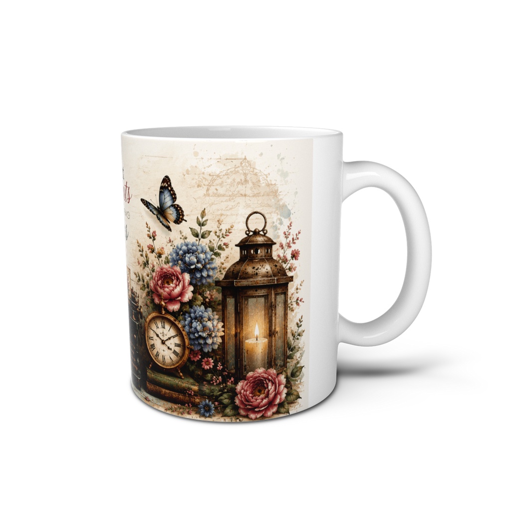 Collect Moments Not Things - Vintage Floral Typewriter Mug