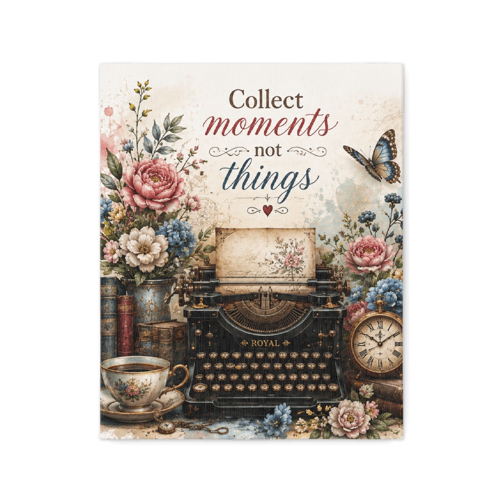 Collect Moments Not Things - Vintage Typewriter Floral 