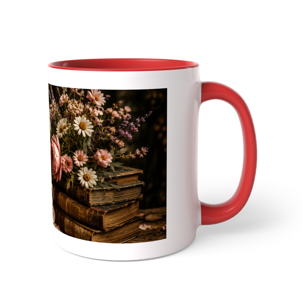 Cozy Vintage Cat with Tea and Coffee Mug