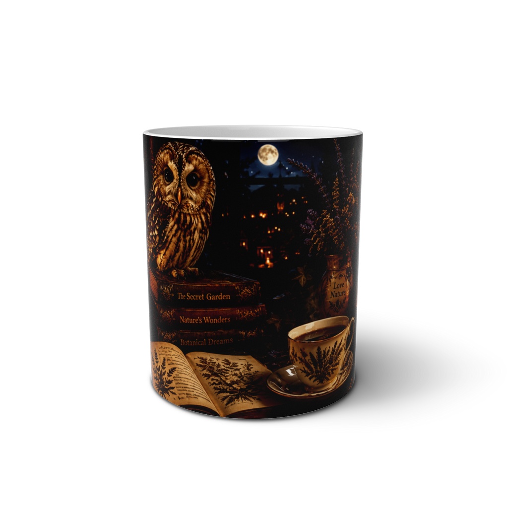 Cozy Autumn Night with Owl, Books and Tea