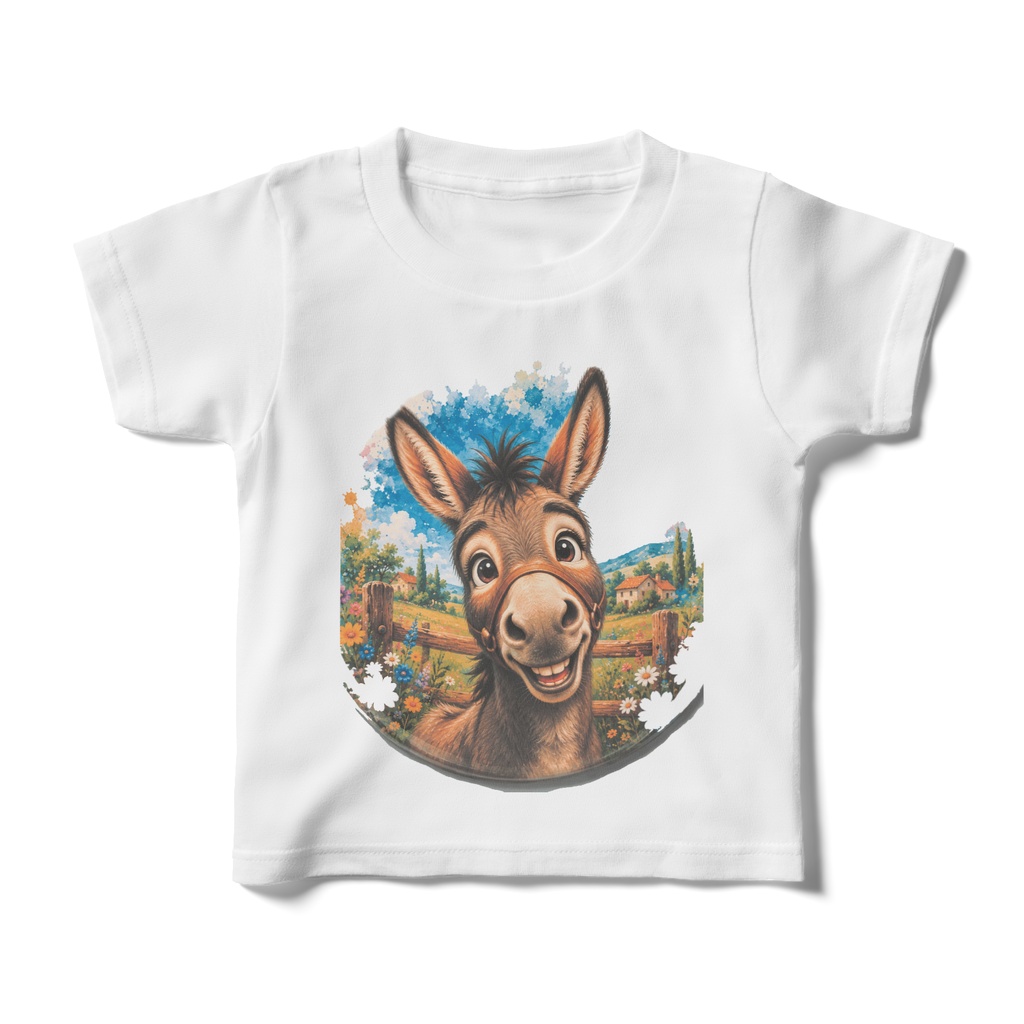Happy Donkey in a Colorful Countryside