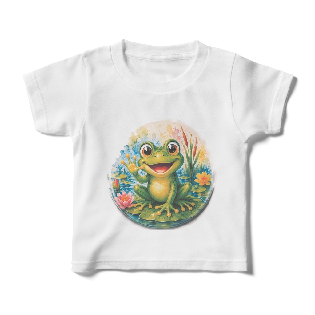 Cute Green Frog Kids Hoodie Whimsical Water Garden Nature Design