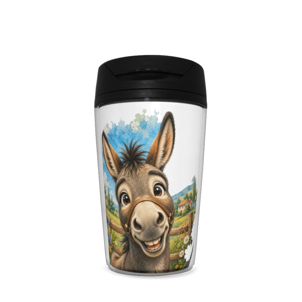 Cute Donkey in Tuscan Garden - Funny Animal Travel Thermos