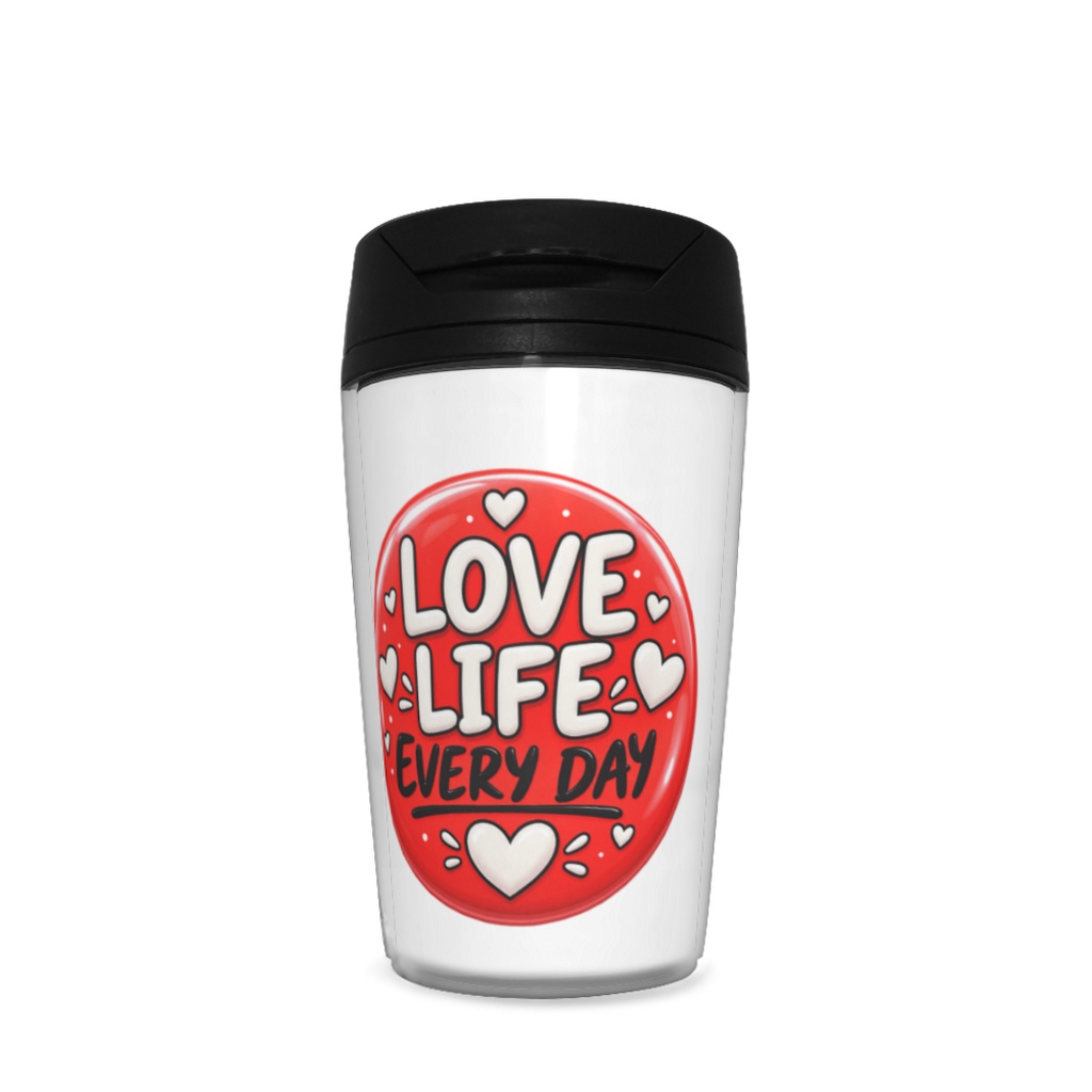 Love Life Everyday - Retro Love Badge with Hearts